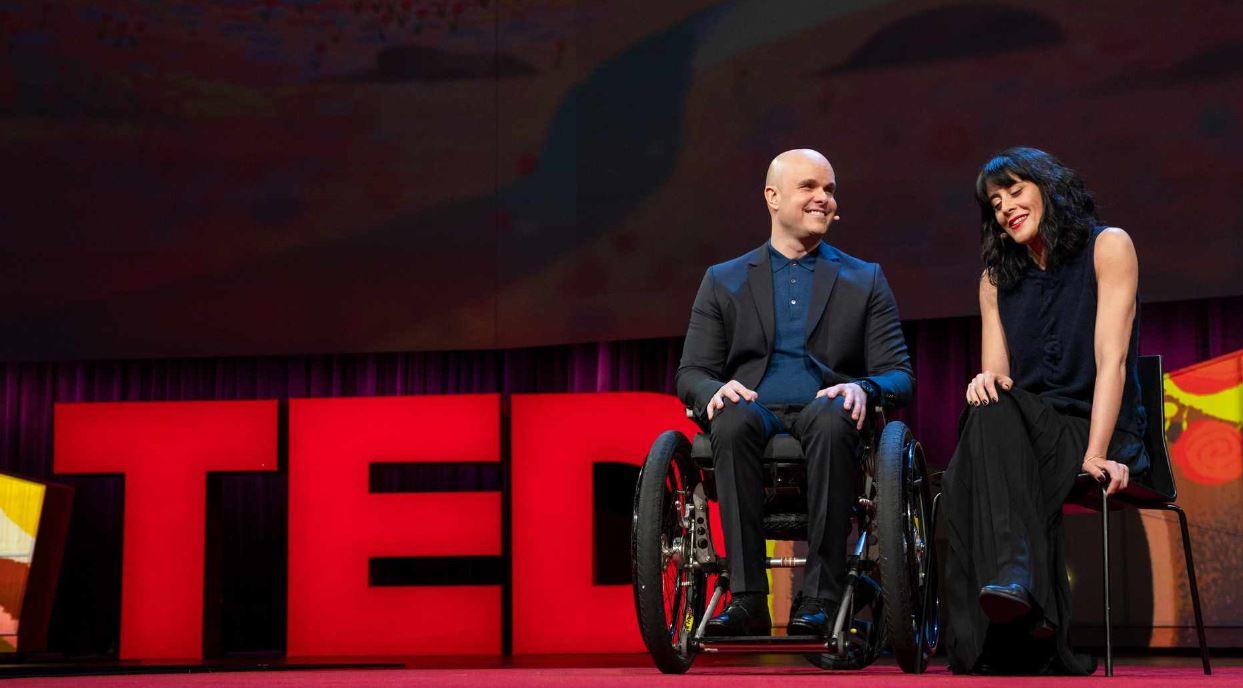 Mark Pollock + Simone George speak at TED2018 - The Age of Amazement, April 10 - 14, 2018, Vancouver, BC, Canada. Photo: Ryan Lash / TED Mark Speaking Headshot